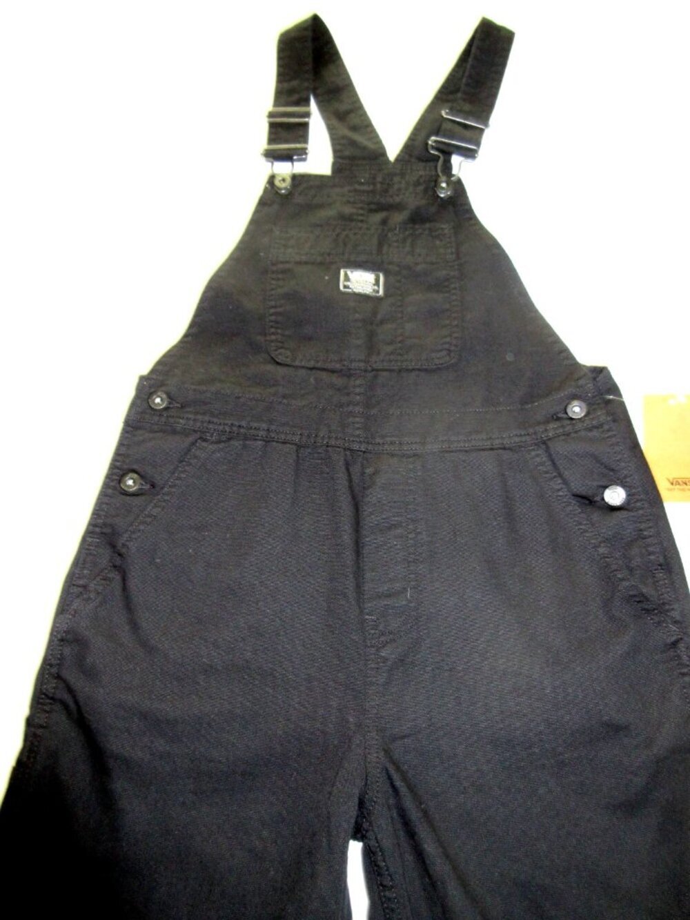 Vans Women's Ground Work Denim Carpenter overalls Black White Size XS NWT - Picture 3 of 14